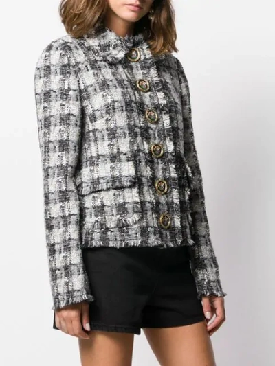 Shop Dolce & Gabbana Checked Tweed Jacket In Black