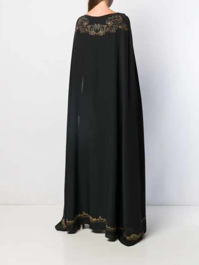 Shop Etro Embroidered Cape Dress In Black