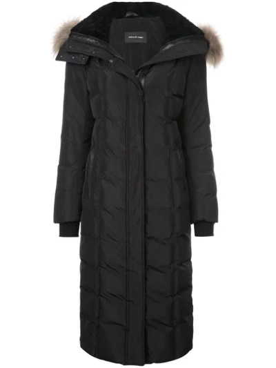 Shop Mackage Long Fur Hooded Jacket In Black