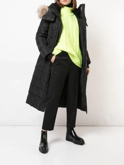 Shop Mackage Long Fur Hooded Jacket In Black