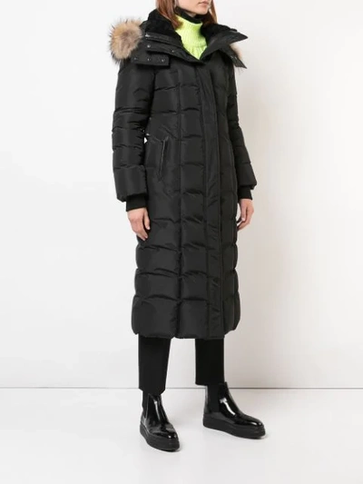 Shop Mackage Long Fur Hooded Jacket In Black