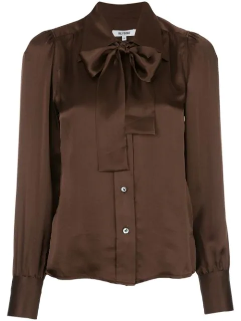 Re Done Bluse Mit Schleifenkragen In Brown Modesens
