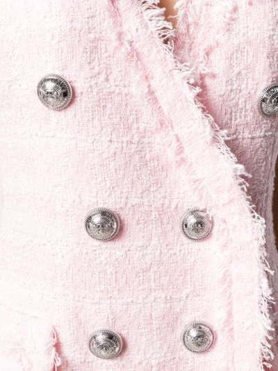 Shop Balmain Sleeveless Tweed Dress In Pink