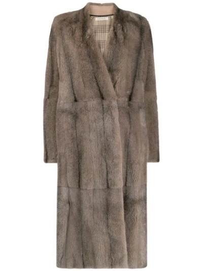 Shop Boon The Shop Oversized Collarless Coat In Neutrals