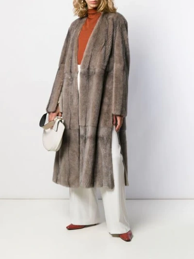 Shop Boon The Shop Oversized Collarless Coat In Neutrals