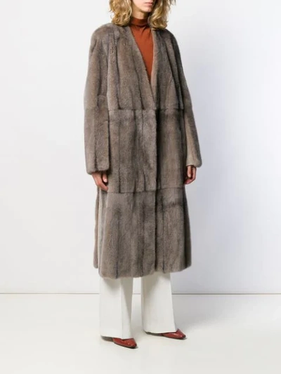 Shop Boon The Shop Oversized Collarless Coat In Neutrals
