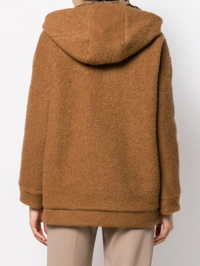 Shop Aspesi Knitted Hooded Jacket In Brown