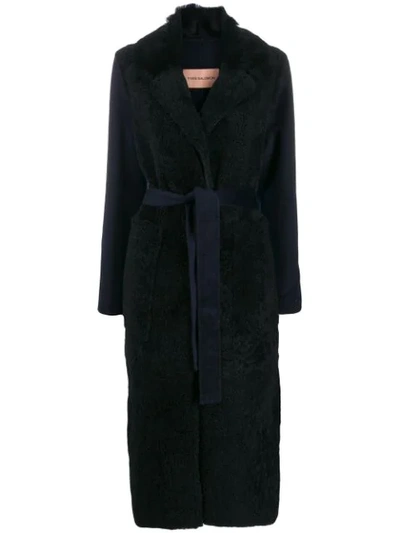 Shop Yves Salomon Textured Trench Coat In Blue