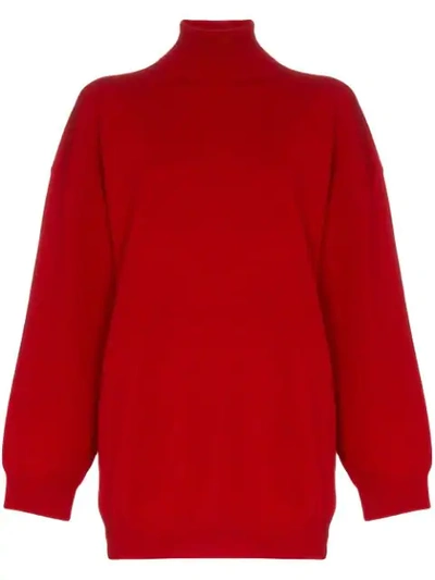 Shop Balenciaga Rollkragenpullover Mit Logo-stickerei In Red