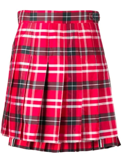 Shop Thom Browne Tartan Miniskirt In Red