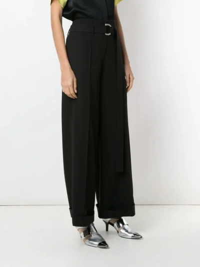 Shop Gloria Coelho Belted Wide-leg Trousers In Black