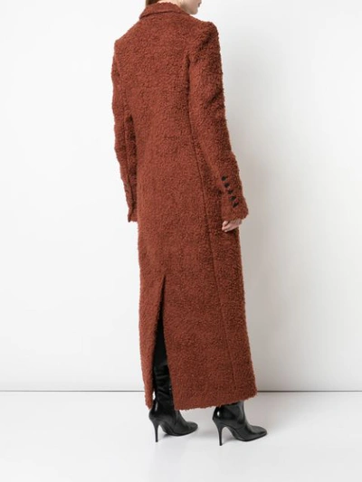 Shop Marina Moscone Single-breasted Shearling Coat In Brown