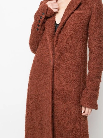 Shop Marina Moscone Single-breasted Shearling Coat In Brown