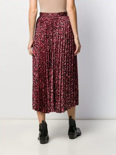 Shop Andamane Pleated Leopard Print Skirt In Red