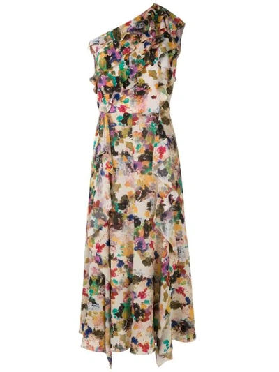 Shop Andrea Marques Ruffle Printed Dress In Multicolour