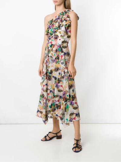 Shop Andrea Marques Ruffle Printed Dress In Multicolour