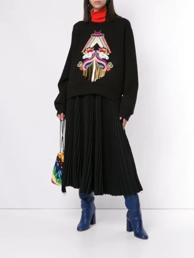 Shop Manish Arora Unicorn Appliquéd Sweatshirt In Black