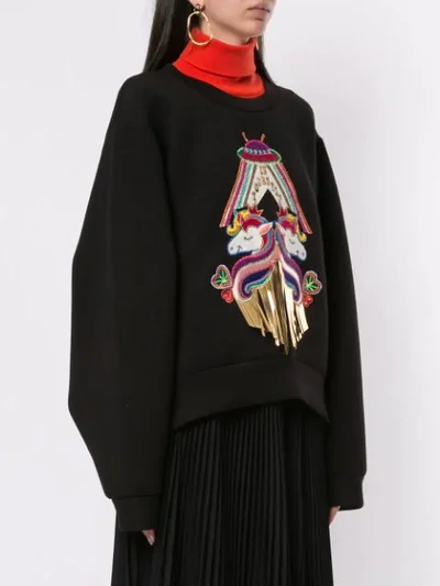 Shop Manish Arora Unicorn Appliquéd Sweatshirt In Black