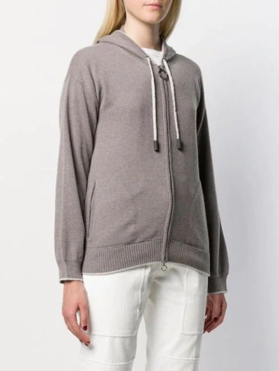 Shop Eleventy Knitted Cashmere Hoodie In Grey