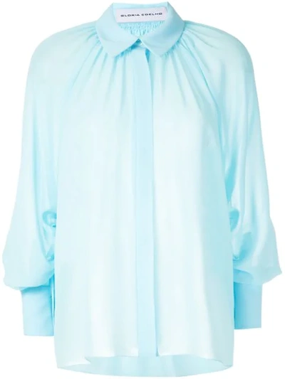 Shop Gloria Coelho Pleated Shirt In Blue