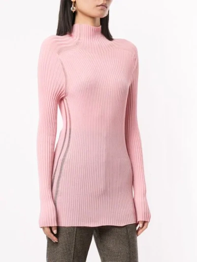 Shop Victoria Beckham Ladder Detail Ribbed Sweater In Pink