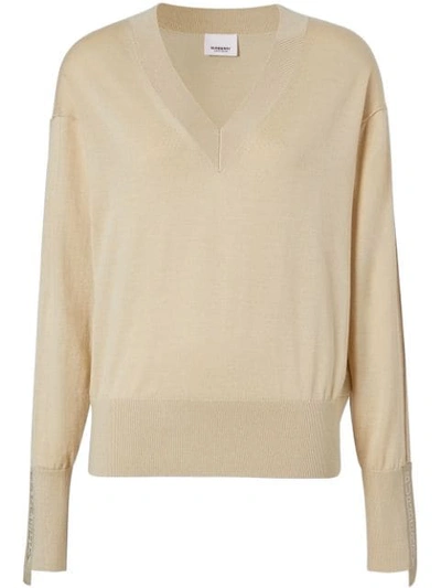 Shop Burberry Logo Embroidered Jumper In Neutrals