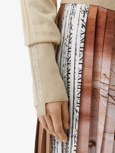 Shop Burberry Logo Embroidered Jumper In Neutrals