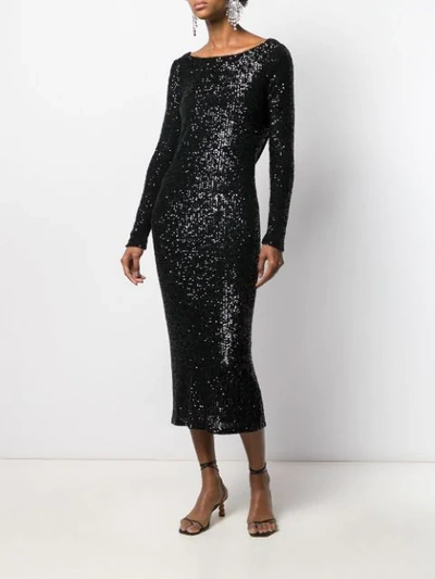 Shop In The Mood For Love Sandy Sequin-embellished Midi Dress In Black