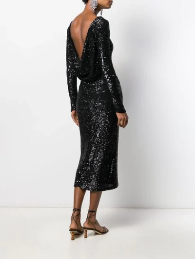 Shop In The Mood For Love Sandy Sequin-embellished Midi Dress In Black