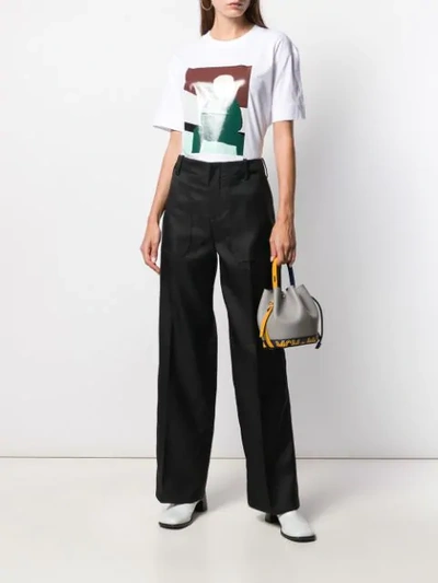 Shop Plan C Wide-leg Tailored Trousers In Black