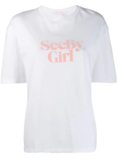 Shop See By Chloé Slogan Print T-shirt In White