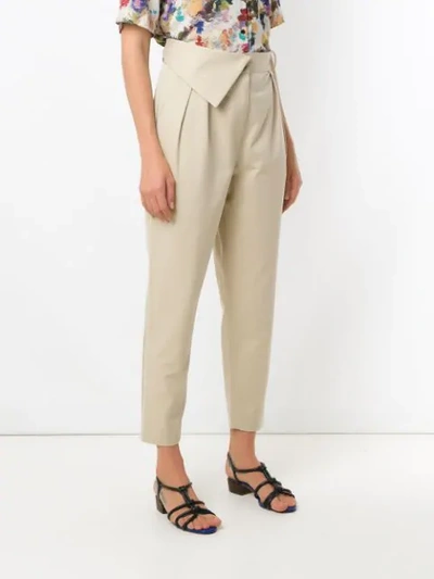 Shop Andrea Marques Flap Waistband Trousers In Neutrals