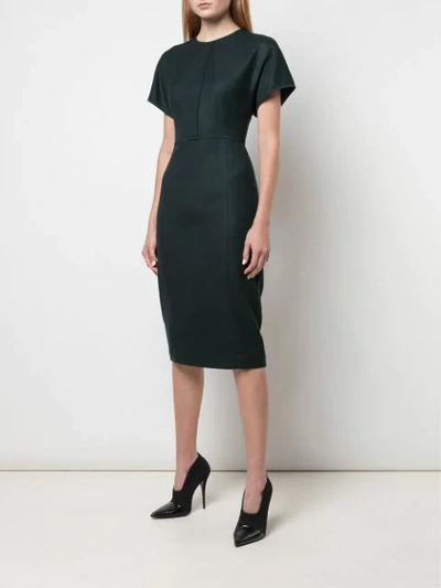 Shop Narciso Rodriguez Fitted Knit Midi Dress In Green