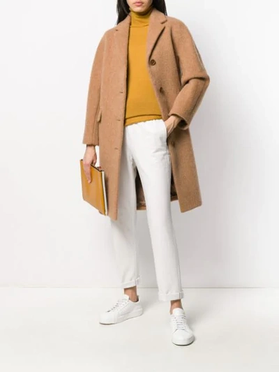 Shop Aspesi Brushed Finish Cocoon Coat In 01372 Cammello