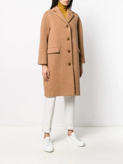 Shop Aspesi Brushed Finish Cocoon Coat In 01372 Cammello