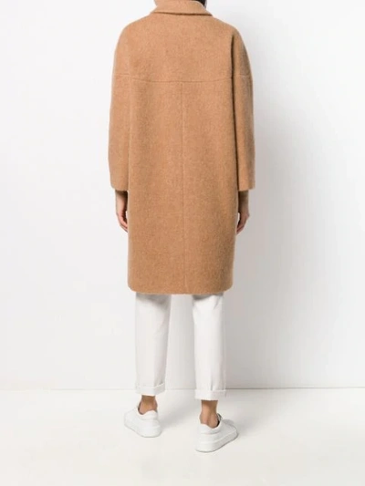 Shop Aspesi Brushed Finish Cocoon Coat In 01372 Cammello