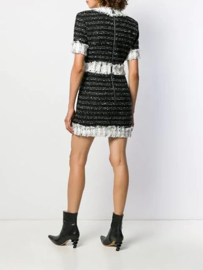 Shop Balmain Tweed Short-sleeved Dress In Black