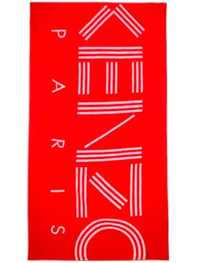 Shop Kenzo K Sport Logo Beach Towel In 21 Rouge Moyen