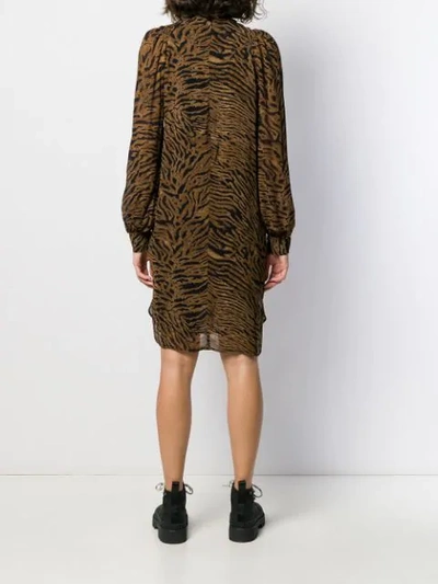 Shop Ganni Tiger Print Shift Dress In Brown