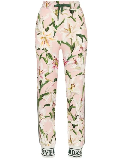 Shop Dolce & Gabbana Lily-print Track Pants - Pink