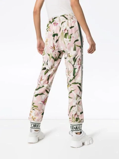 Shop Dolce & Gabbana Lily-print Track Pants - Pink