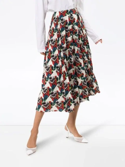Valentino X Undercover Lovers Print Pleated Skirt In Am0 Multicoloured