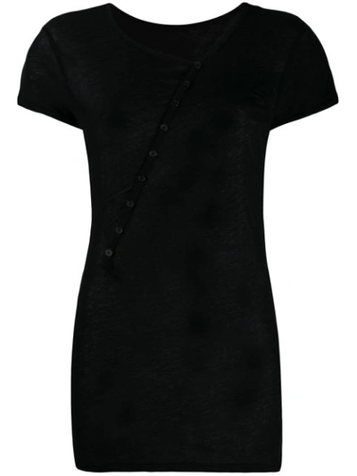 Shop Yohji Yamamoto Asymmetric Button-embellished T-shirt In Black