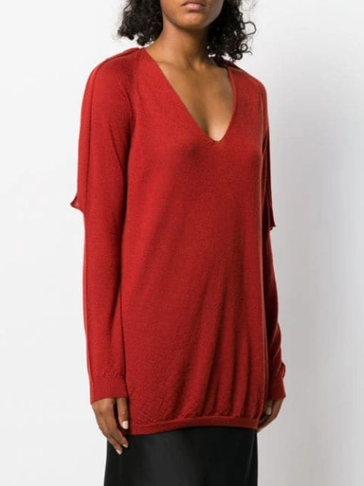 Shop Rick Owens V-neck Cashmere Sweater In Red