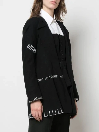 Shop Yohji Yamamoto Corseted Layer Blazer In Black