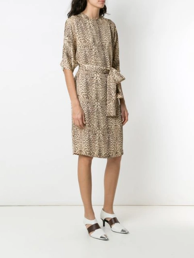 Shop Gloria Coelho Belted Leopard Print Dress In Multicolour