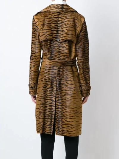 Pre-owned Alexander Mcqueen 2003 Zebra Print Trench Coat In Brown