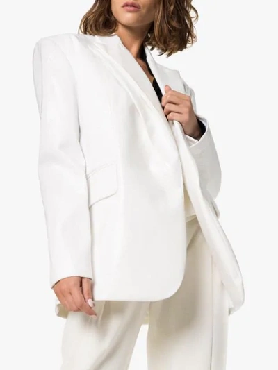 Shop Aleksandre Akhalkatsishvili Double Layered Lapel Blazer In White