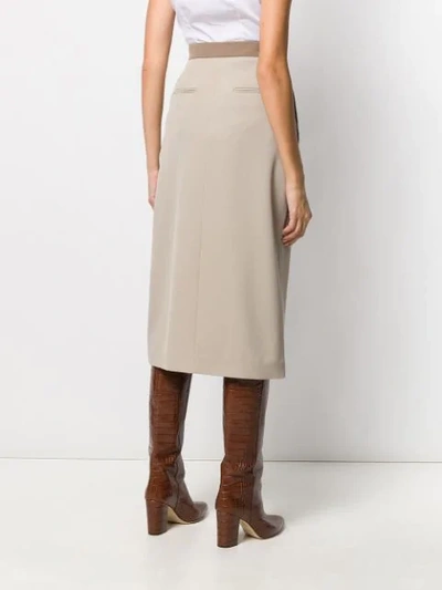 Shop Fendi Straight-cut Midi Skirt In Neutrals