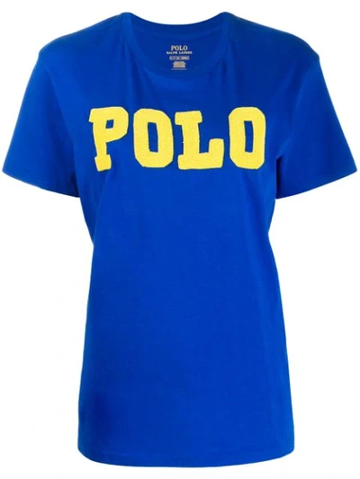Shop Polo Ralph Lauren Embellished Logo T-shirt In Blue